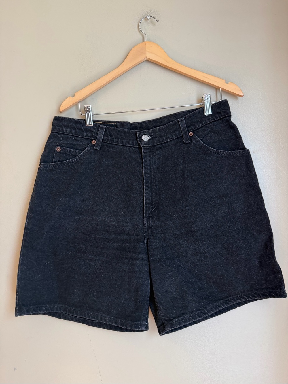 vtg 90's Orange Tab Levi's 951 Black Denim jean Shorts Sz 14